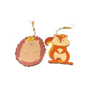 Cute Hedgehog & Squirrel Wooden Hanging Decorations